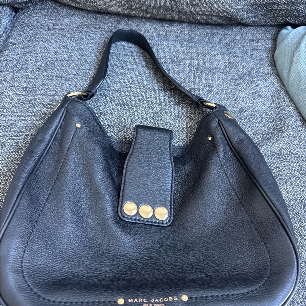 Marc Jacobs Black Hobo Bag with Gold Accents - Picture 2 of 12